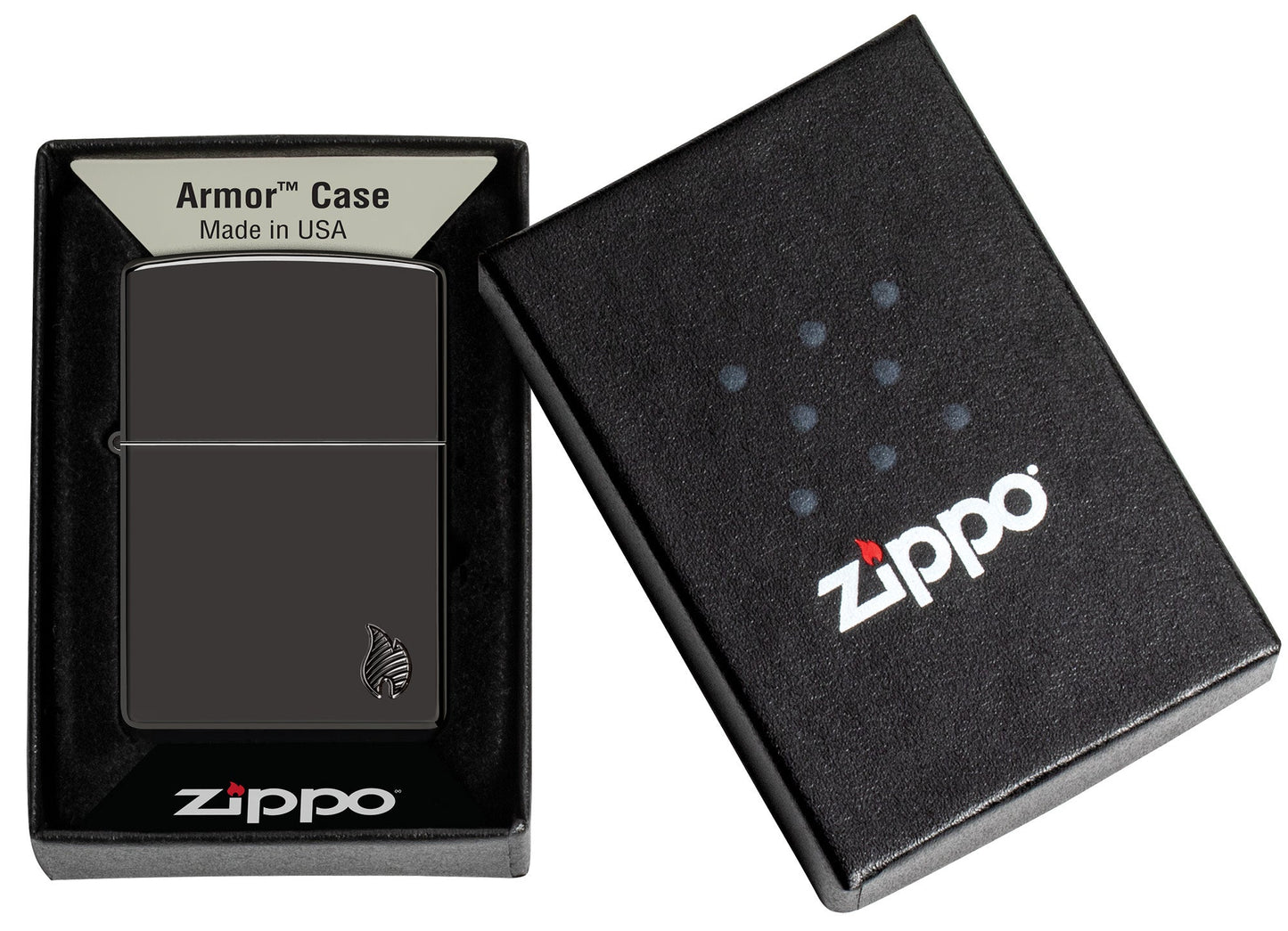Zippo Armor® Series Flame High Polish Black Windproof Lighter