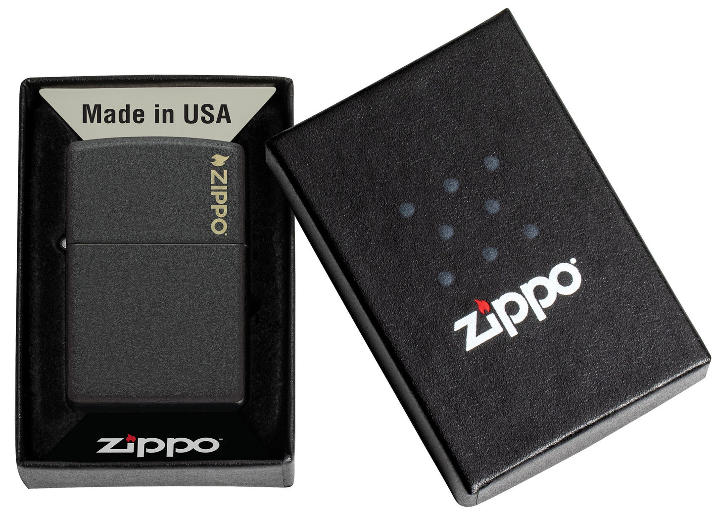Zippo Classic Black Crackle® Logo Windproof Lighter