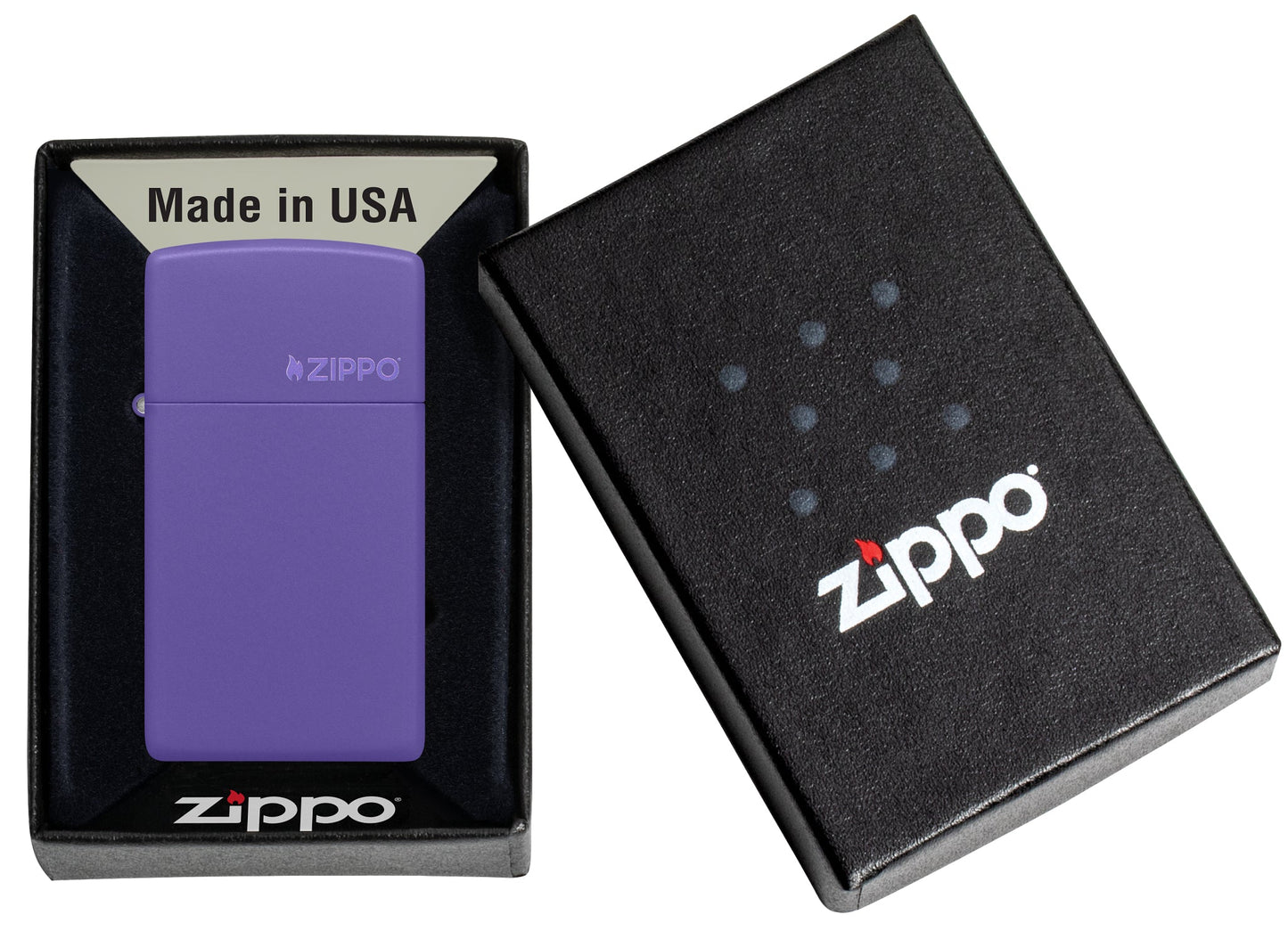Zippo Slim® Purple Matte Logo Windproof Lighter