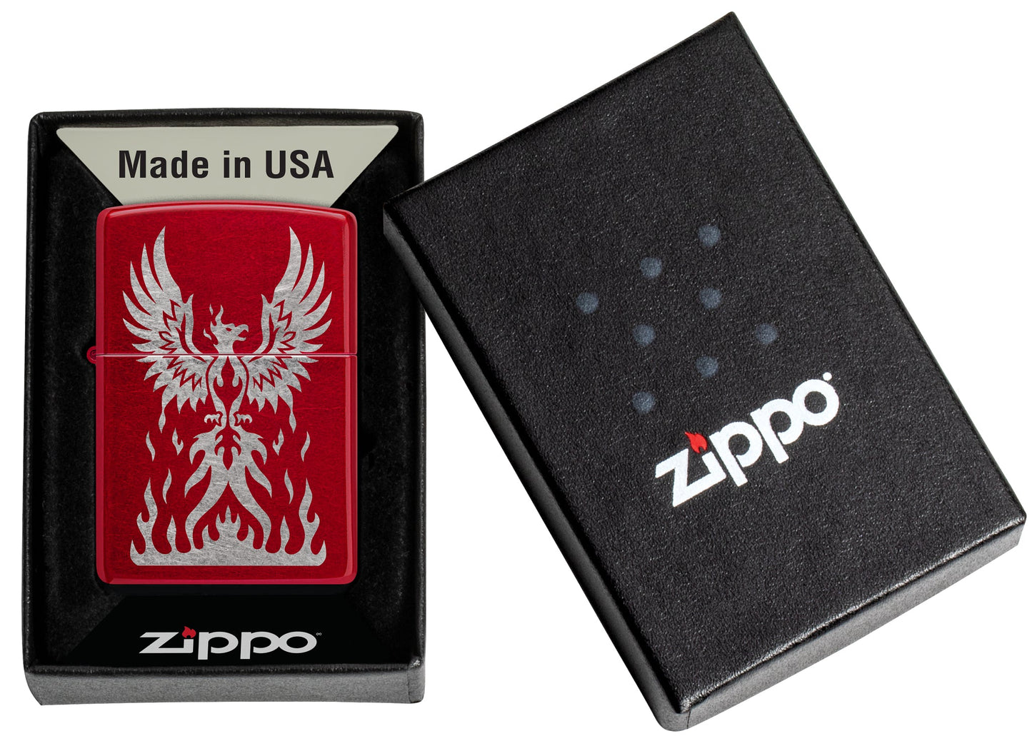Zippo Phoenix Rising Design Candy Apple Red Windproof Lighter