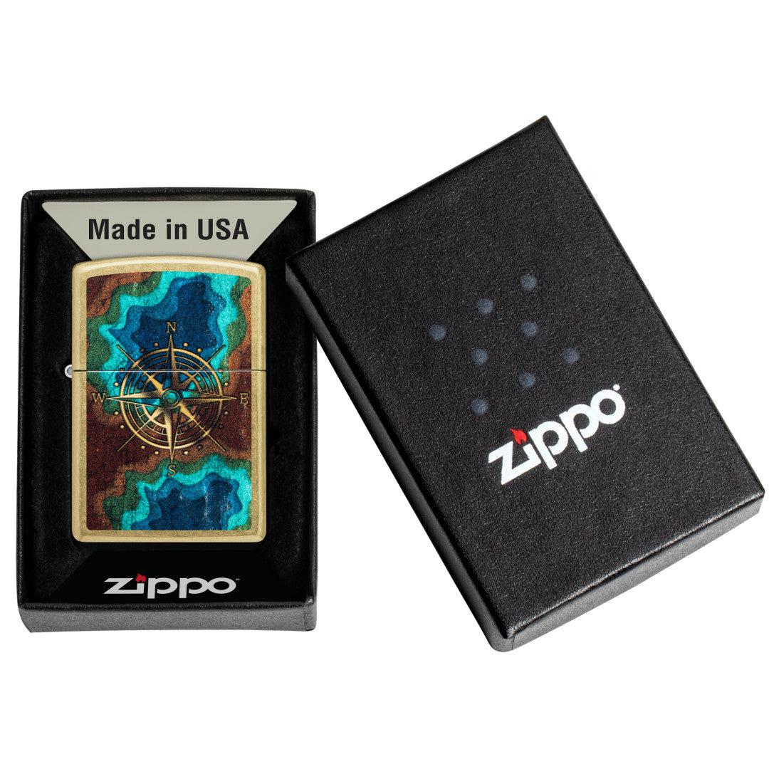 Zippo Topo Compass Design Street Brass Windproof Lighter