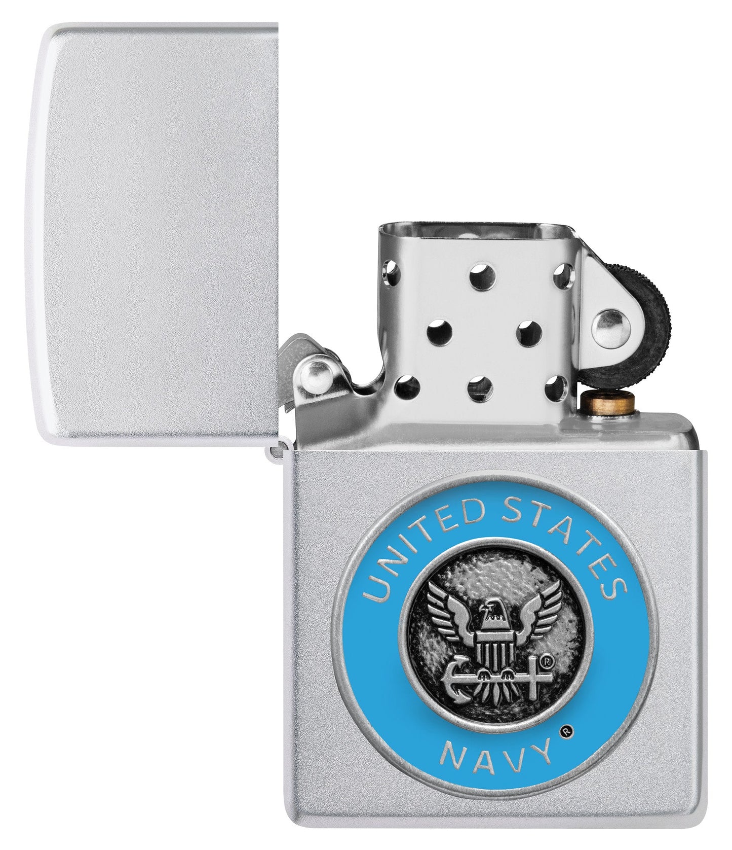 Zippo United States Navy® Crest Emblem Satin Chrome Windproof Lighter
