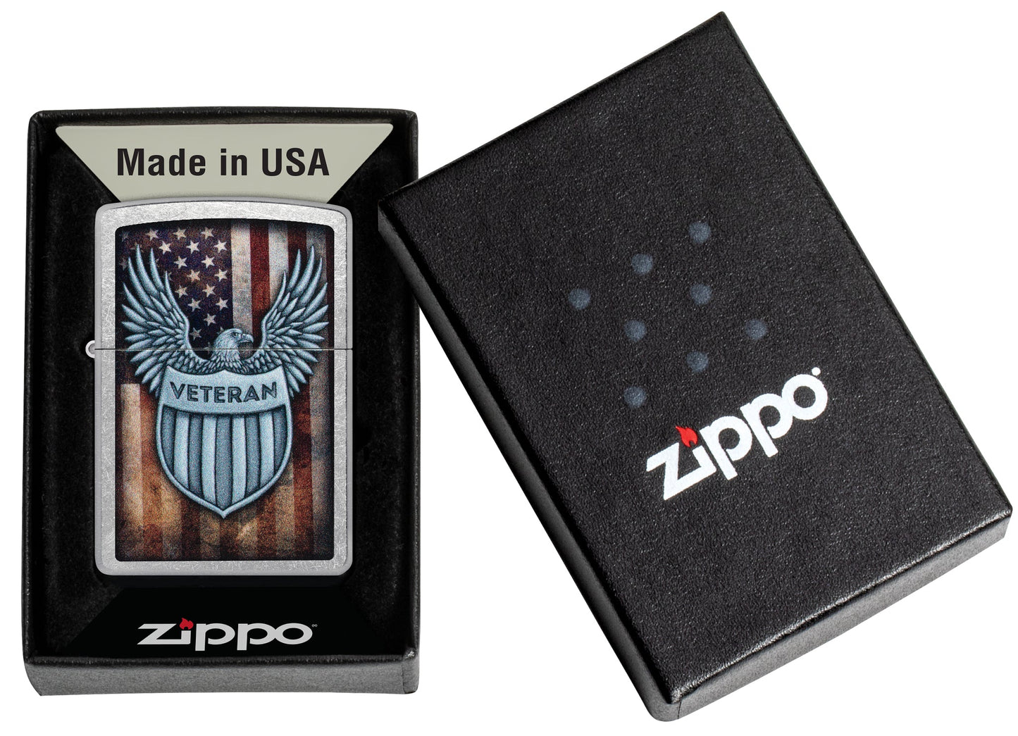 Zippo Veteran Crest Design Street Chrome Windproof Lighter