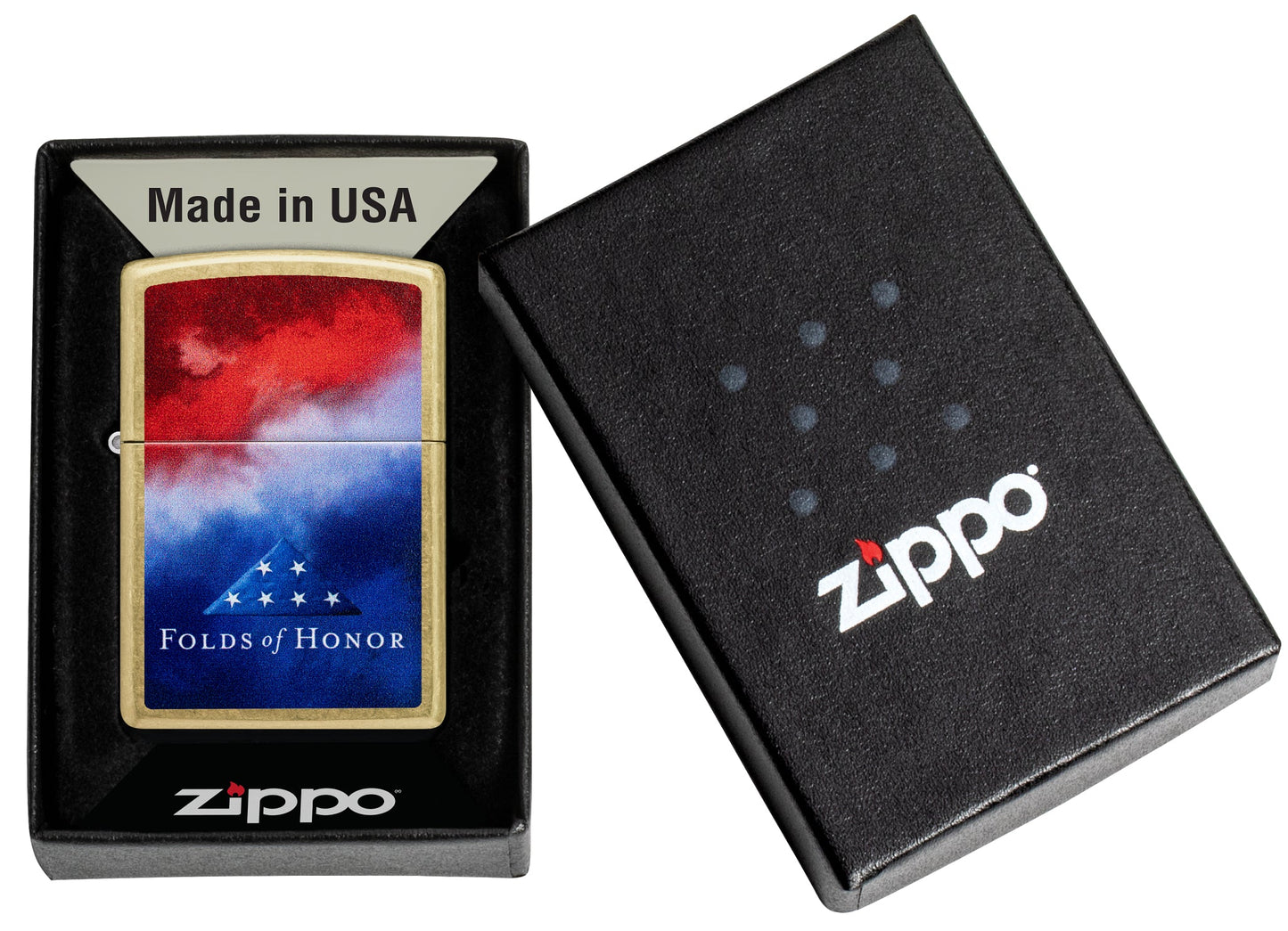 Zippo Folds of Honor Clouds Design Street Brass Windproof Lighter