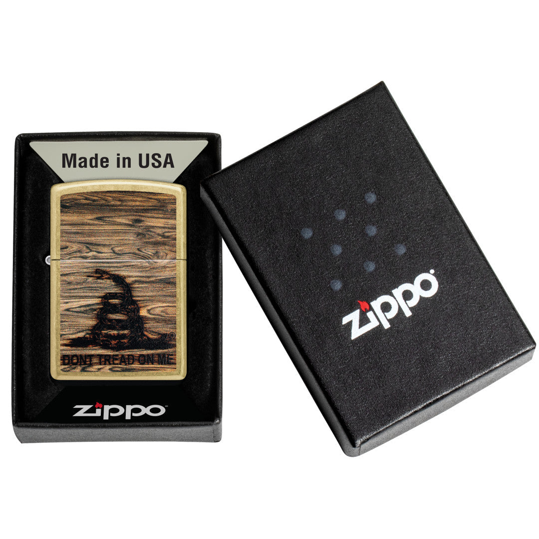 Zippo Dont Tread On Me® Woodburn Design Street Brass Windproof Lighter