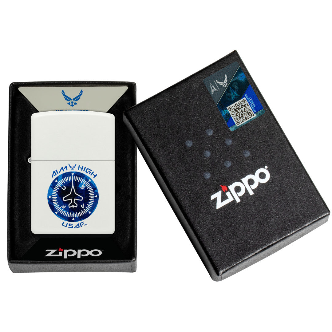 Zippo U.S. Air Force™ Aim High Design White Matte Windproof Lighter