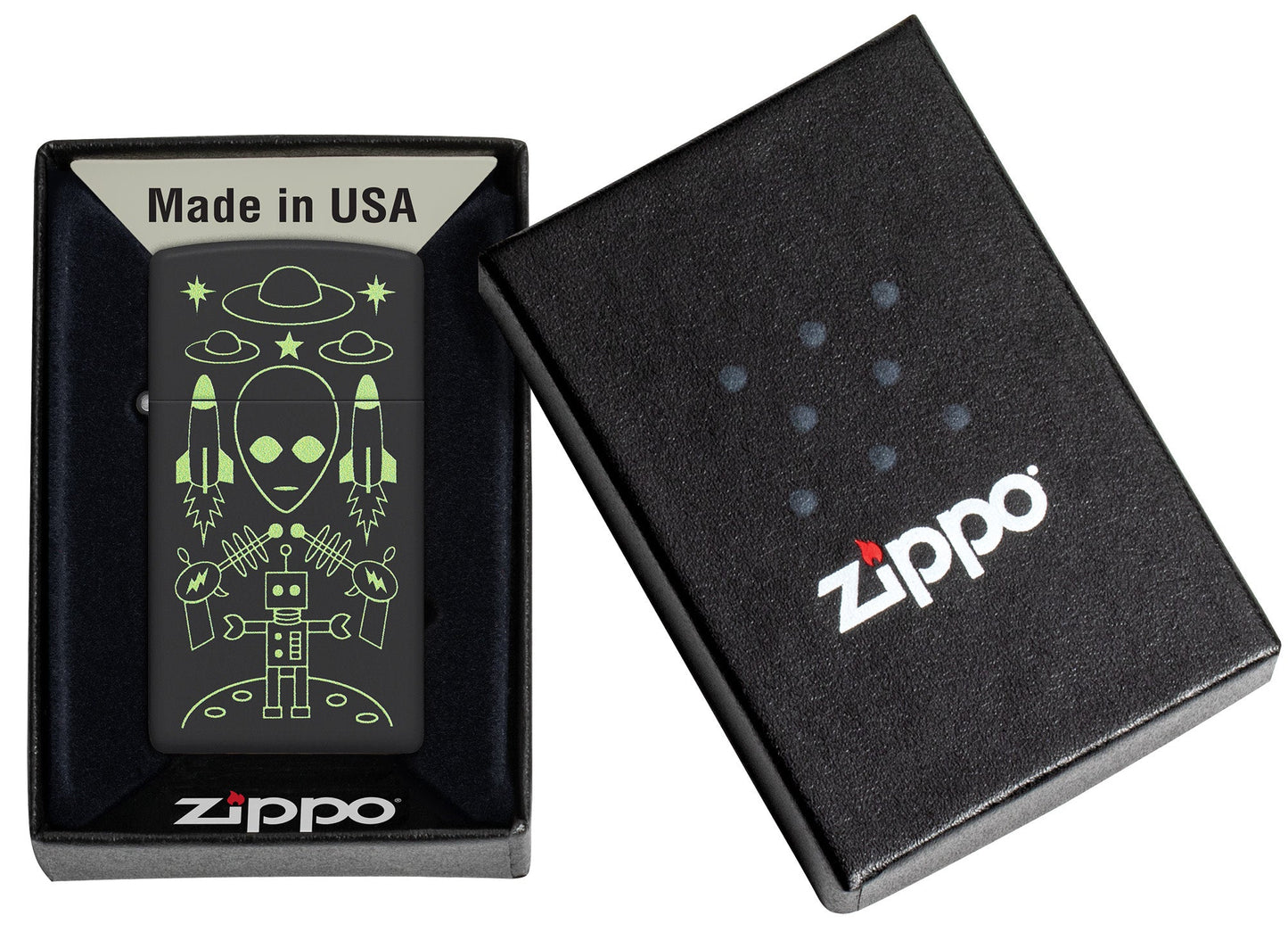 Zippo Alien Invasion Design Slim® Black Matte Windproof Lighter
