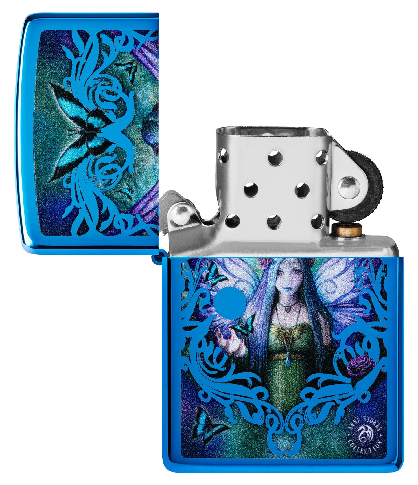 Zippo Anne Stokes Mystic Aura Design High Polish Blue Windproof Lighter