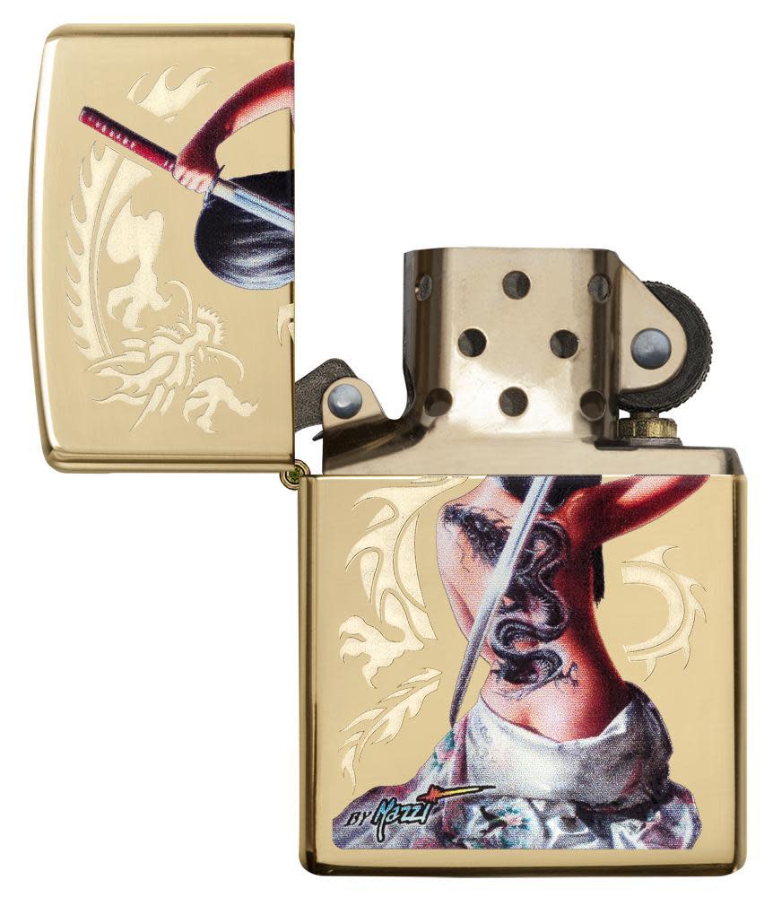 Zippo Mazzi® Dragon Warrior Design High Polish Brass Windproof Lighter