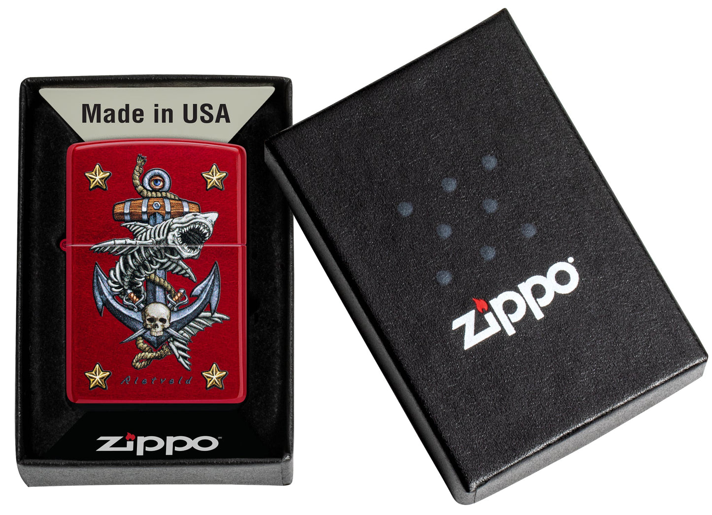 Zippo Rietveld Anchor Design Candy Apple Red Windproof Lighter