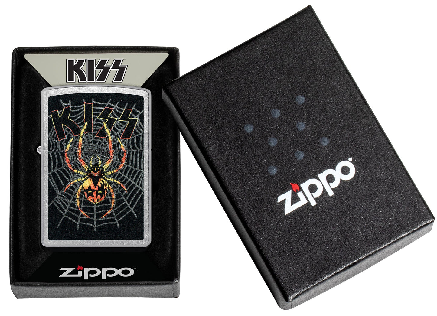 Zippo KISS® Face Paint Spider Design Street Chrome Windproof Lighter