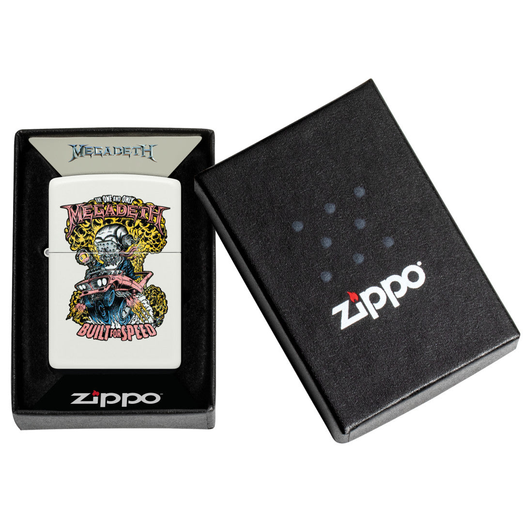 Zippo Megadeth Built for Speed Design White Matte Windproof Lighter