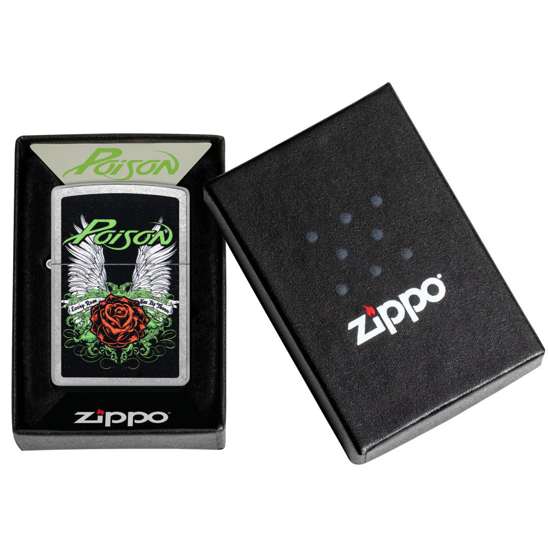 Zippo Poison Winged Rose Design Street Chrome Windproof Lighter