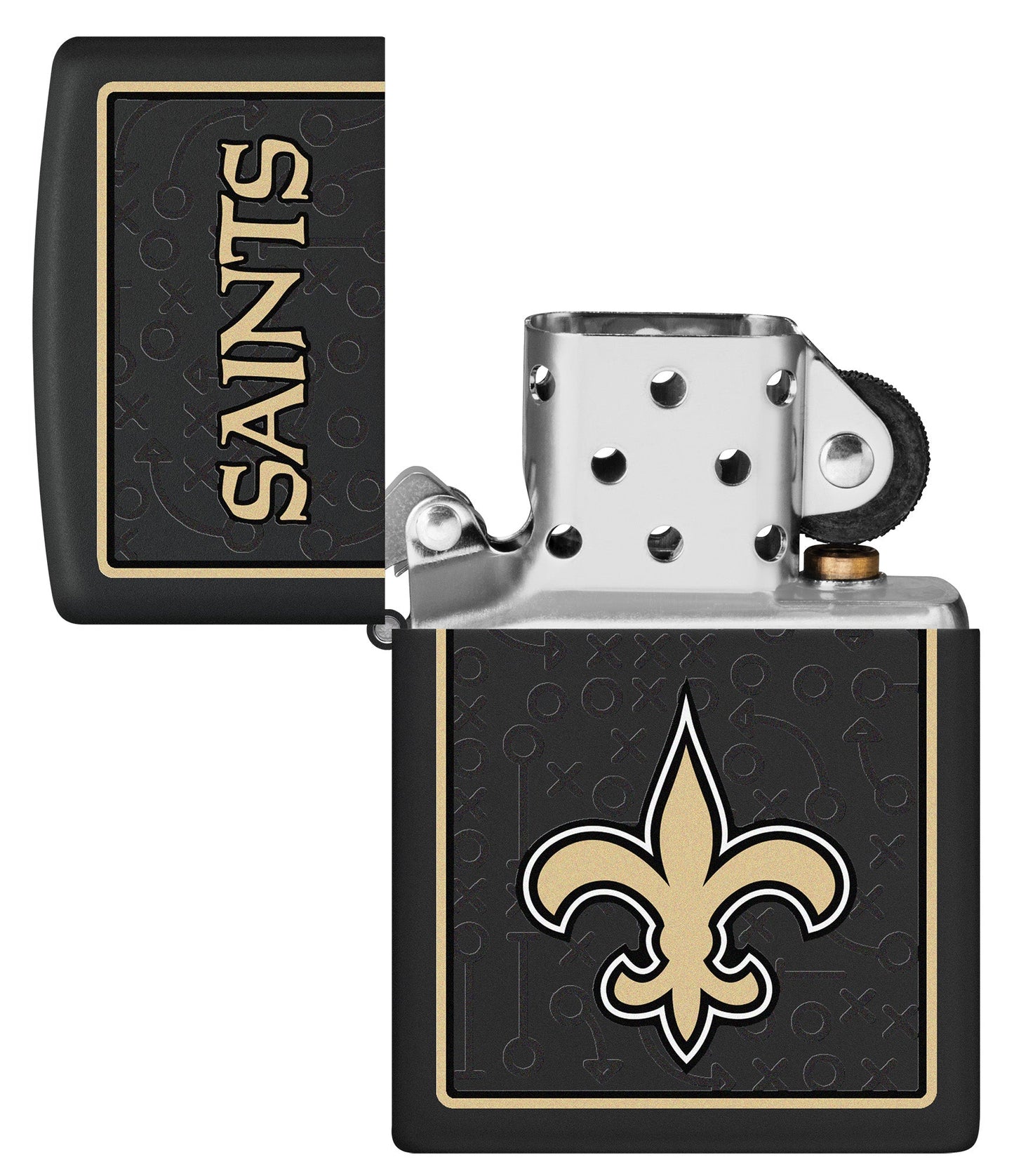 Zippo NFL New Orleans Saints Playbook Design Black Matte Windproof Lighter