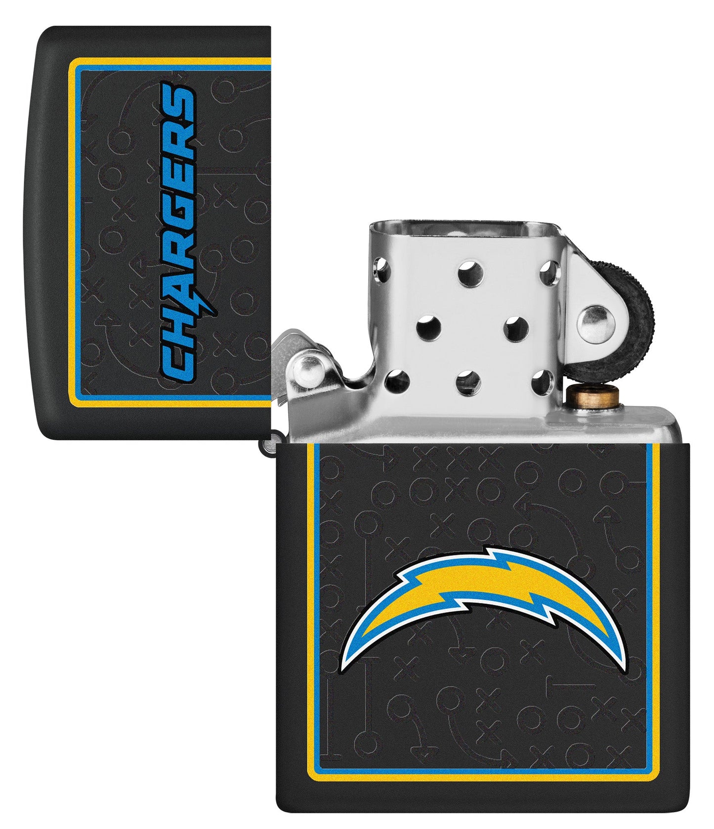 Zippo NFL Los Angeles Chargers Playbook Design Black Matte Windproof Lighter