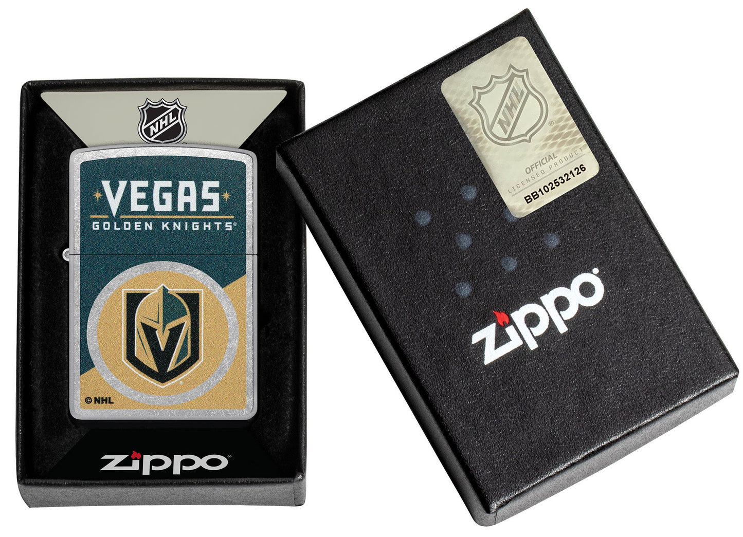 Zippo NHL® Vegas Golden Knights® Colorblock Logo Design Street Chrome™ Windproof Lighter
