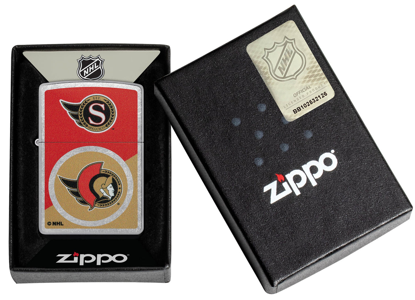 Zippo NHL® Ottawa Senators® Colorblock Logo Design Street Chrome™ Windproof Lighter