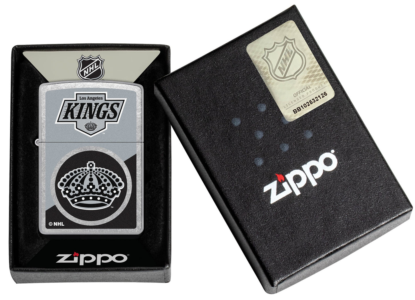 Zippo NHL® LA Kings® Colorblock Logo Design Street Chrome™ Windproof Lighter