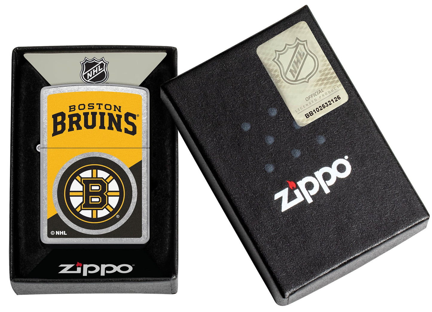 Zippo NHL® Boston Bruins® Colorblock Logo Design Street Chrome™ Windproof Lighter