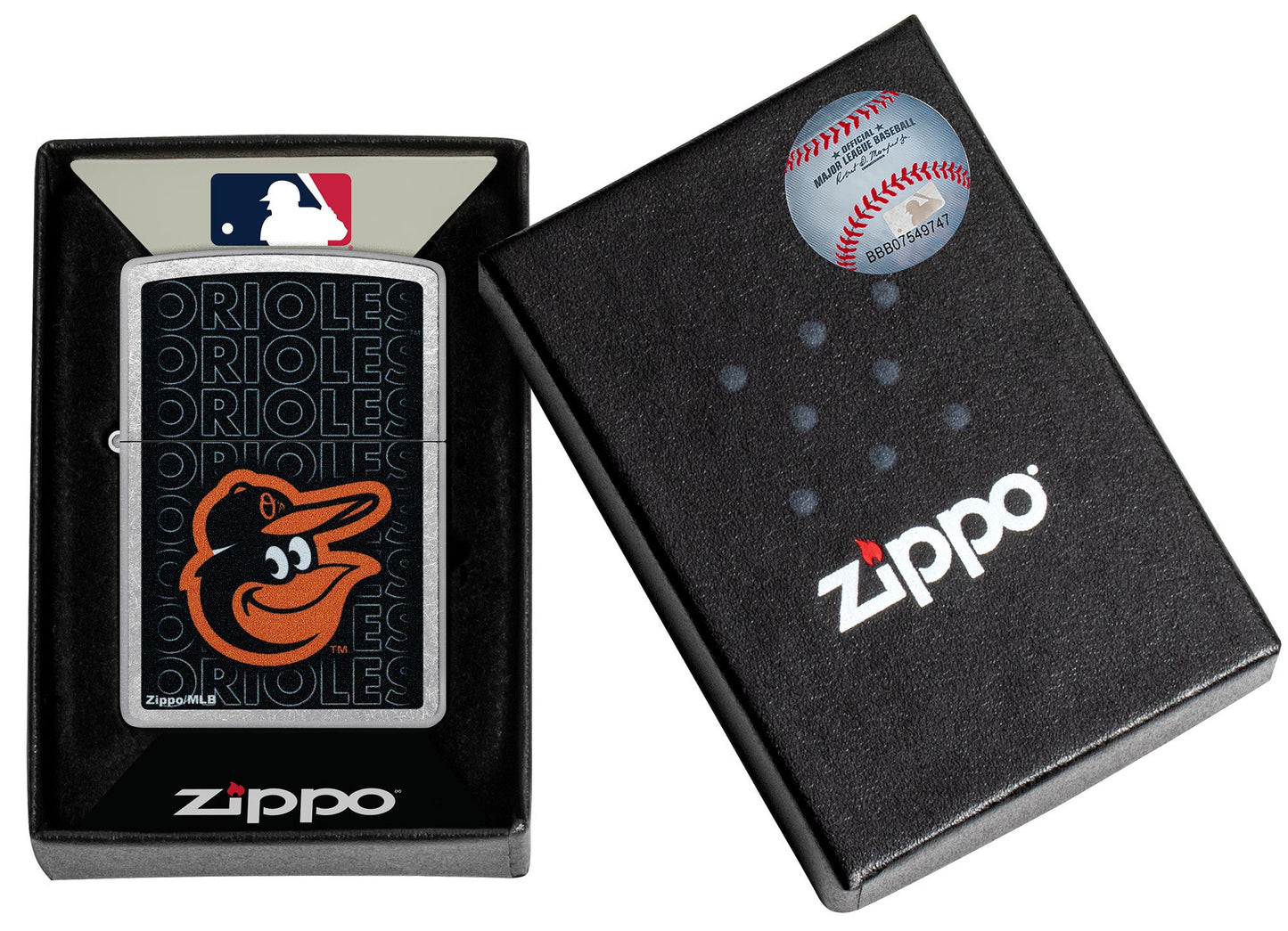 Zippo MLB® Baltimore Orioles™ Logo Design Street Chrome Windproof Lighter