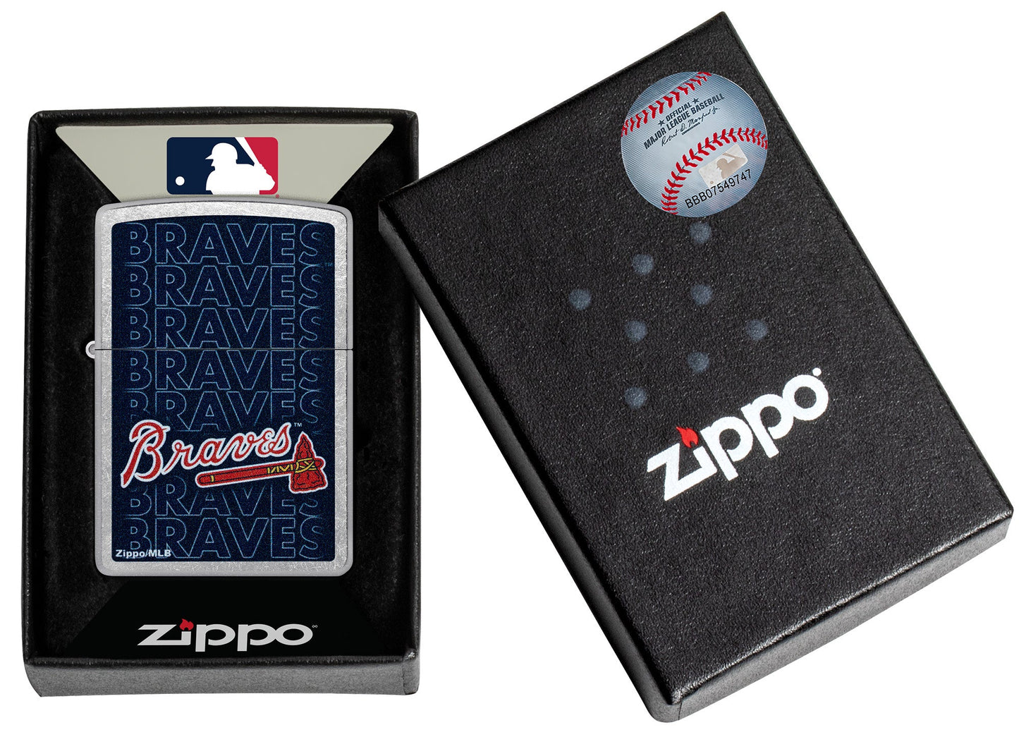 Zippo MLB® Atlanta Braves™ Logo Design Street Chrome Windproof Lighter