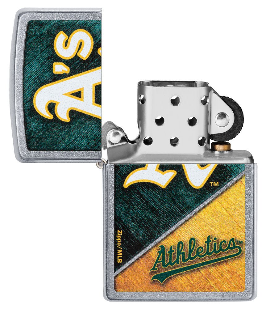 Zippo MLB® Oakland Athletics™ Colorblock Design Street Chrome Windproof Lighter