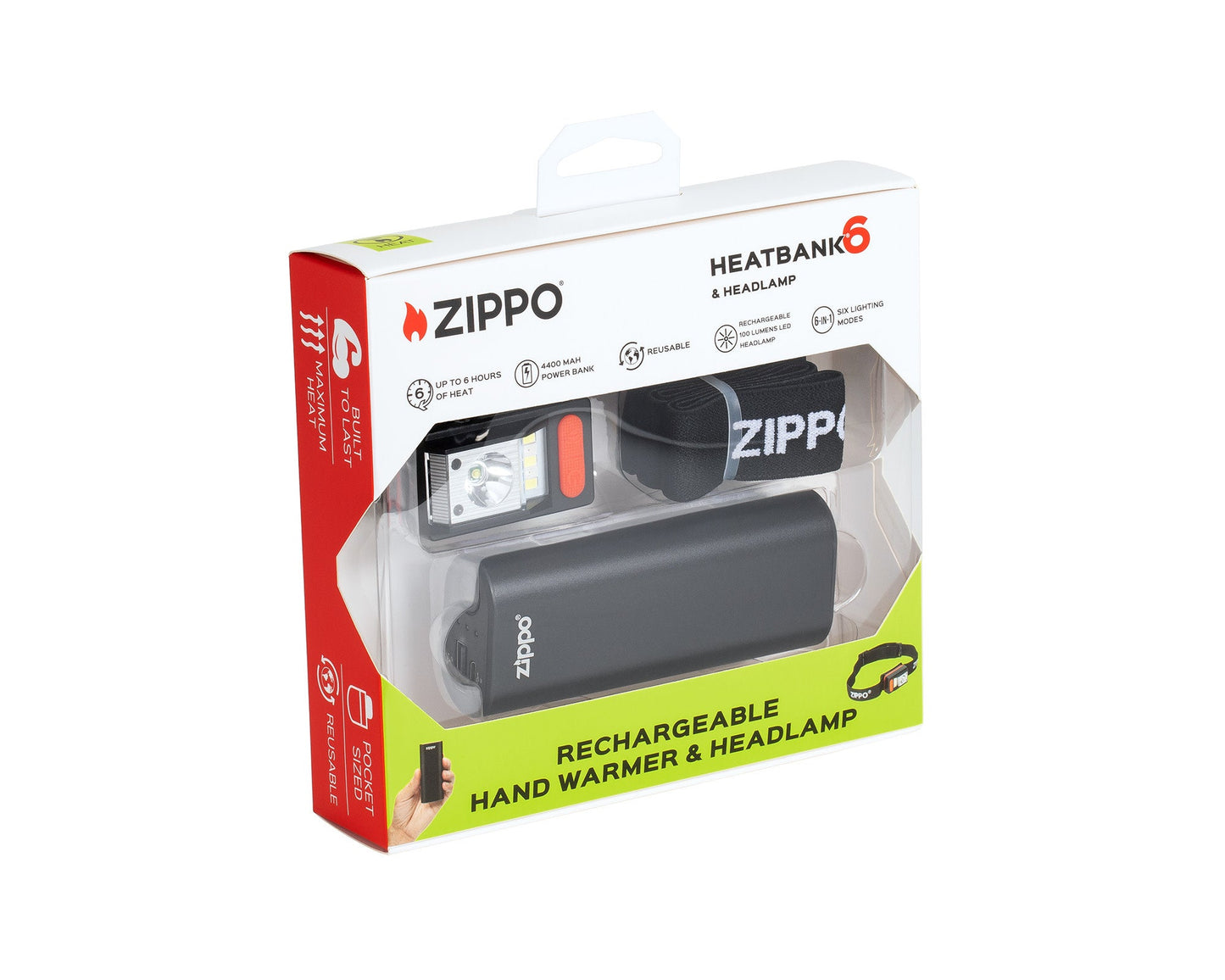 Zippo Black HeatBank® 6 Rechargeable Hand Warmer and Headlamp Gift Set
