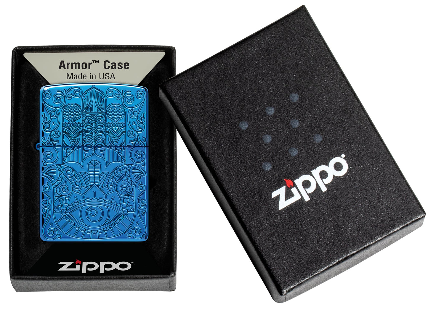 Zippo Hamsa Design Armor® High Polish Blue Windproof Lighter