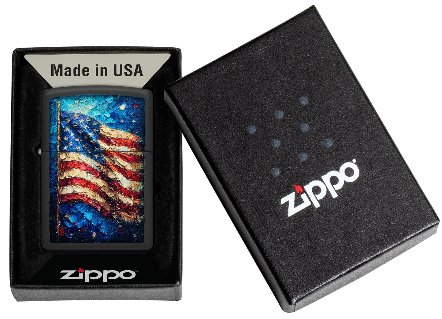 Zippo Painted Flag Design Black Matte Windproof Lighter