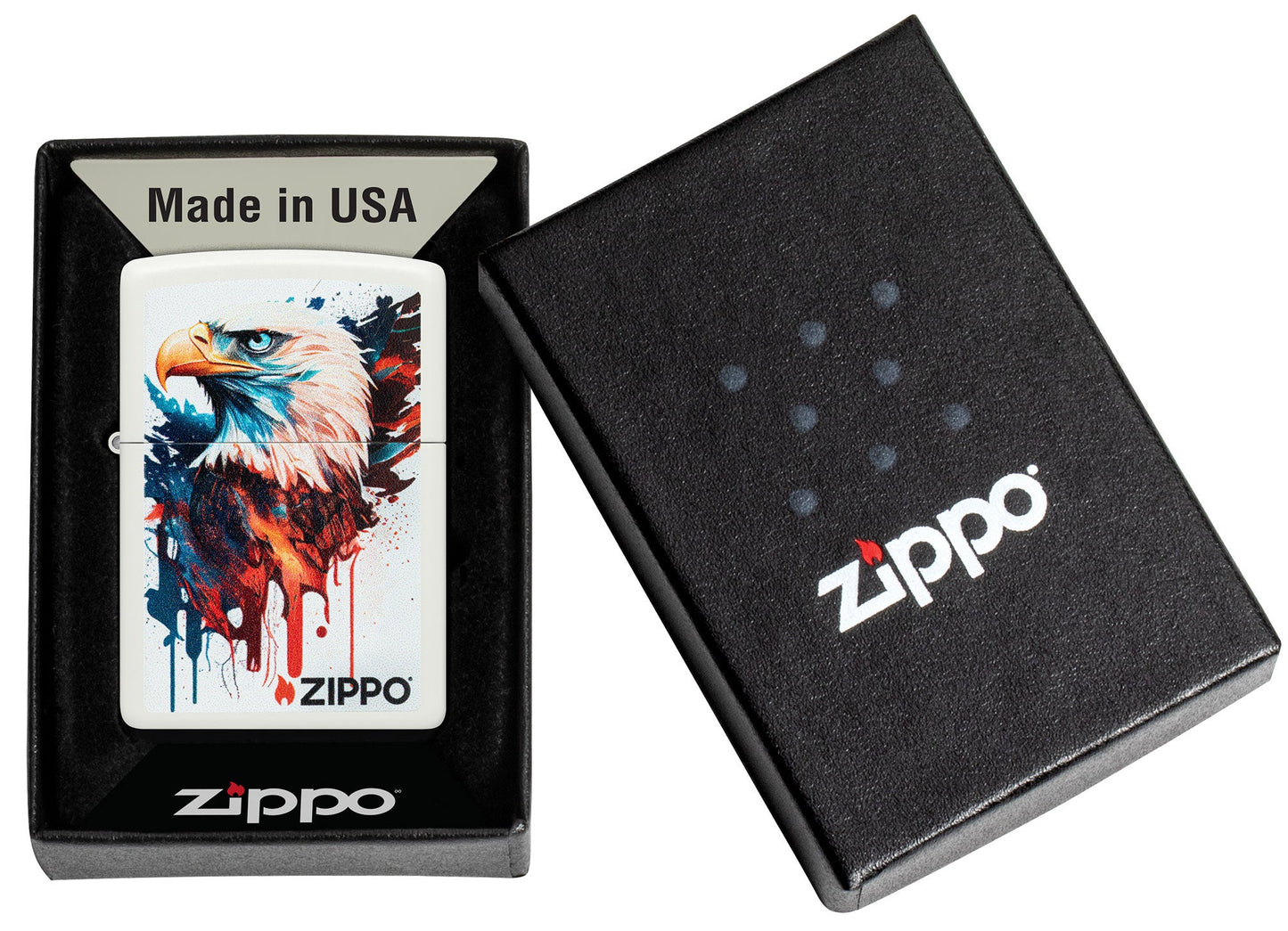 Zippo Painted Eagle Design White Matte Windproof Lighter