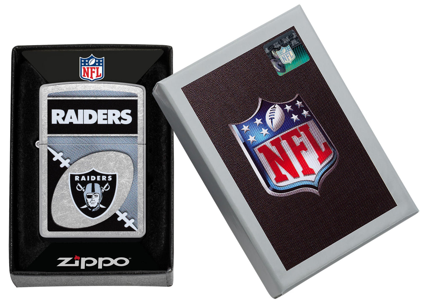 Zippo NFL Las Vegas Raiders Chrome Logo Design Street Chrome Windproof Lighter