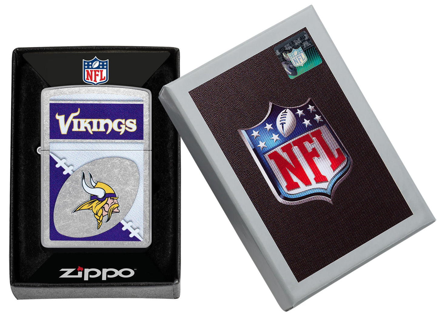 Zippo NFL Minnesota Vikings Chrome Logo Design Street Chrome Windproof Lighter