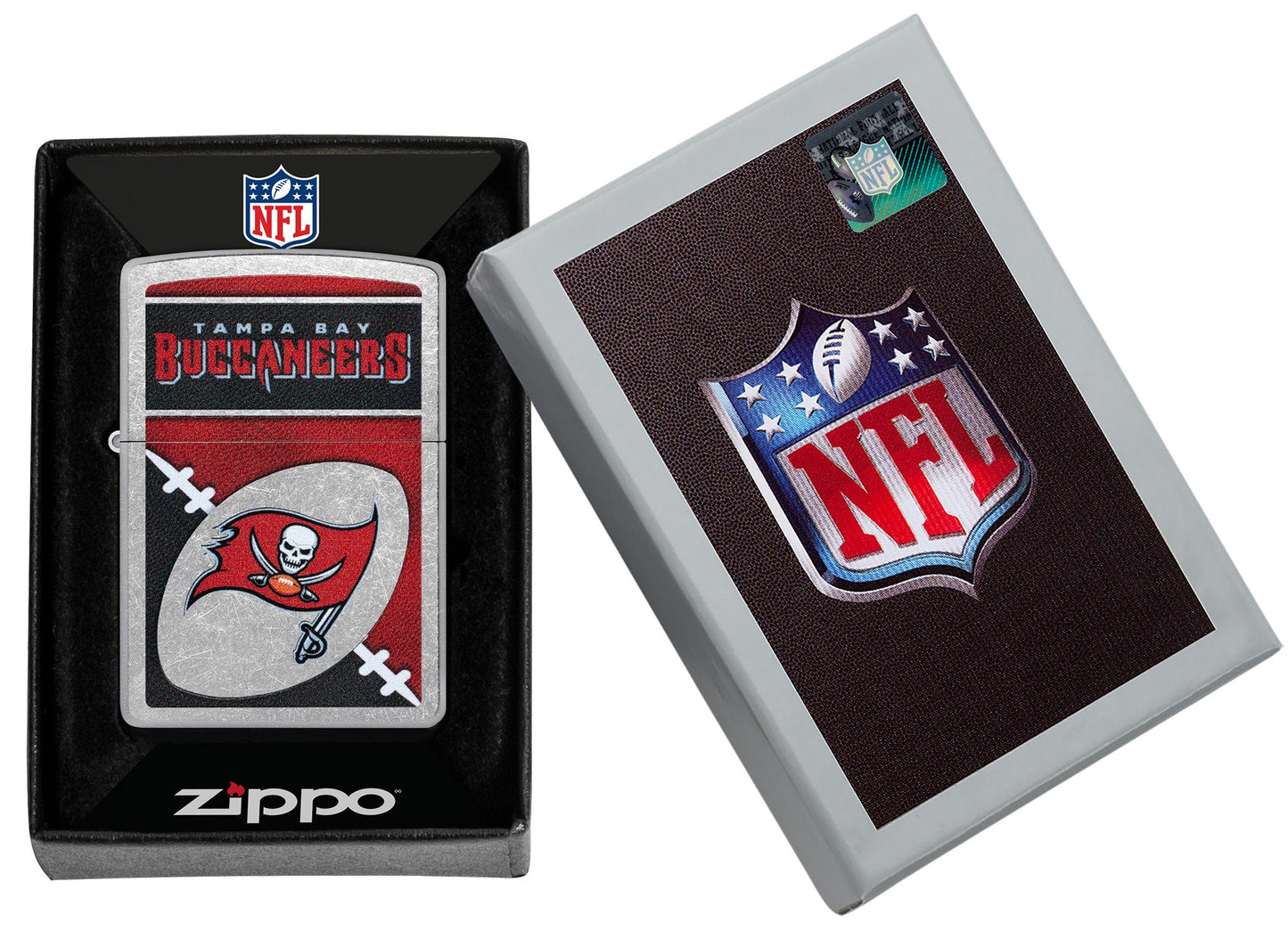 Zippo NFL Tampa Bay Buccaneers Chrome Logo Design Street Chrome Windproof Lighter