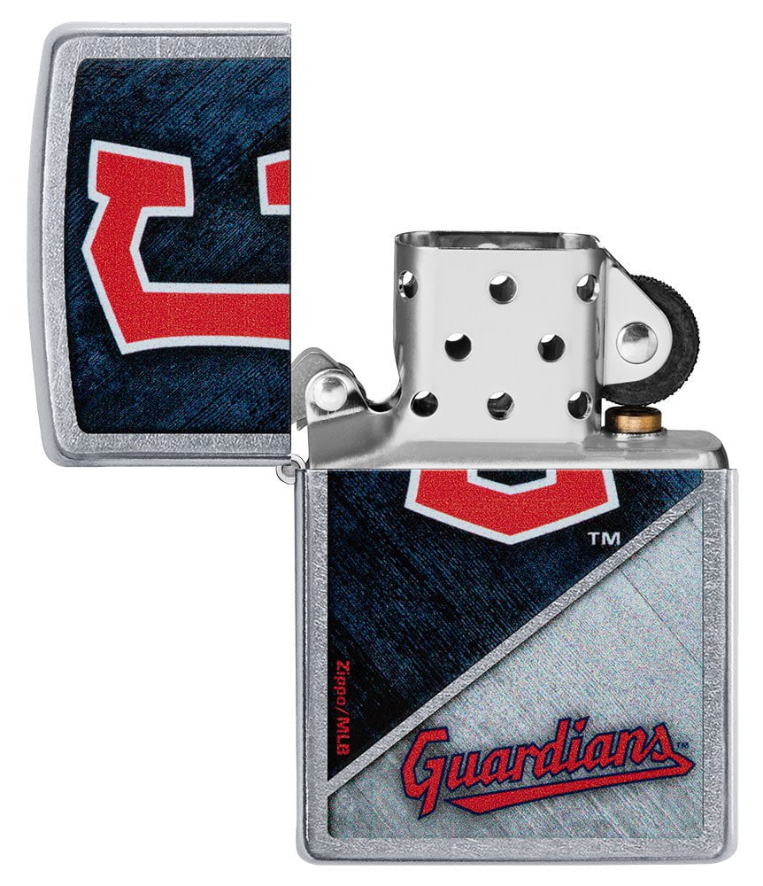 Zippo MLB® Cleveland Guardians™ Colorblock Design Street Chrome Windproof Lighter