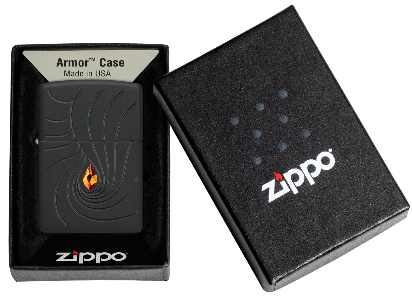 Zippo Crystal Waves Design Armor® Black Matte Windproof Lighter