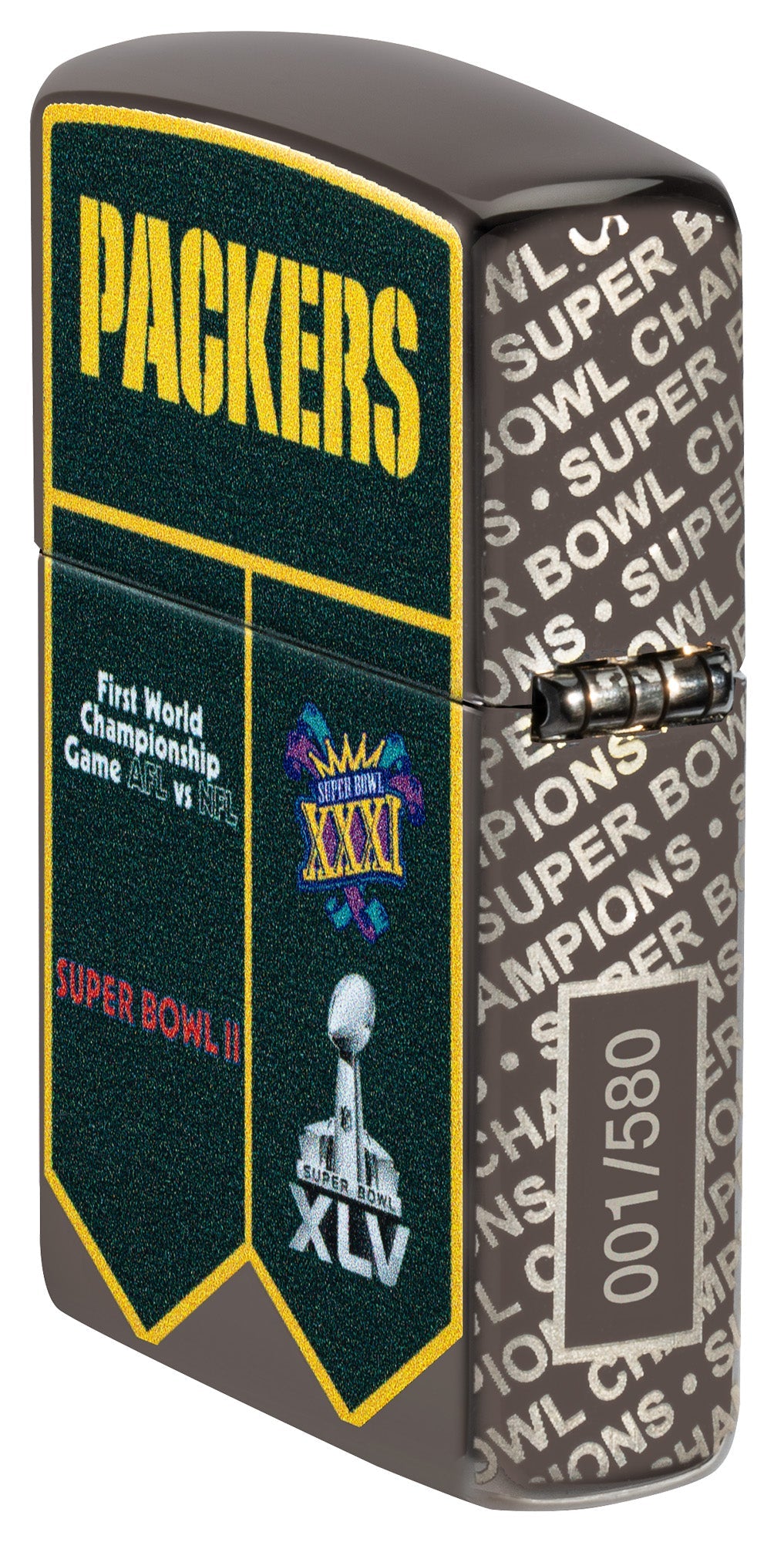 Zippo NFL Green Bay Packers Super Bowl Commemorative Armor Black Ice Windproof Lighter