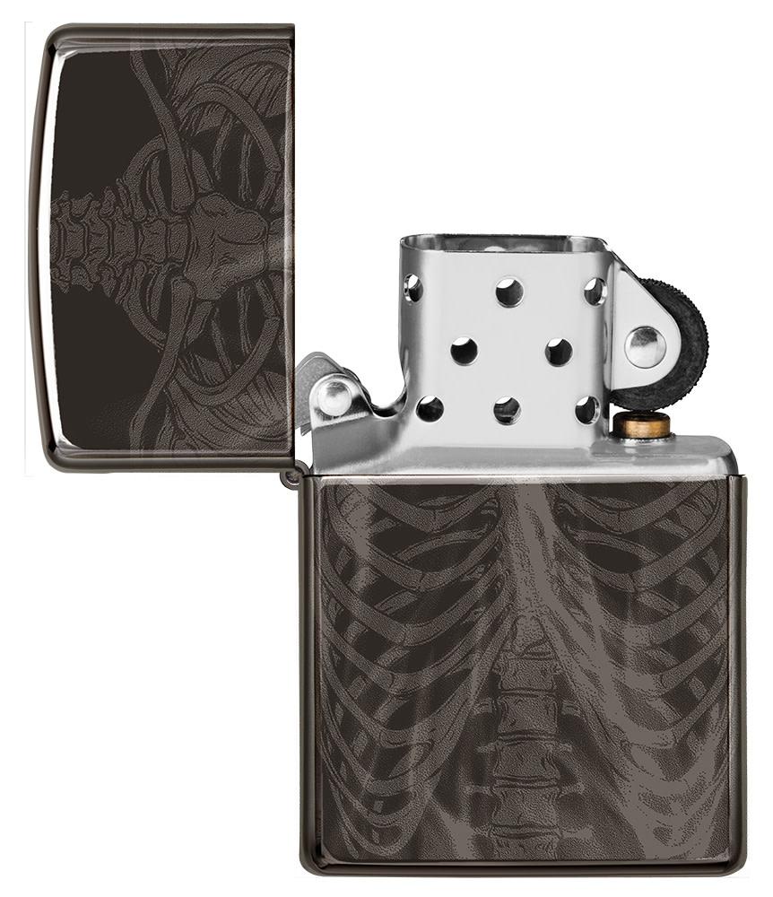 Zippo Rib Cage Design High Polish Black Windproof Lighter