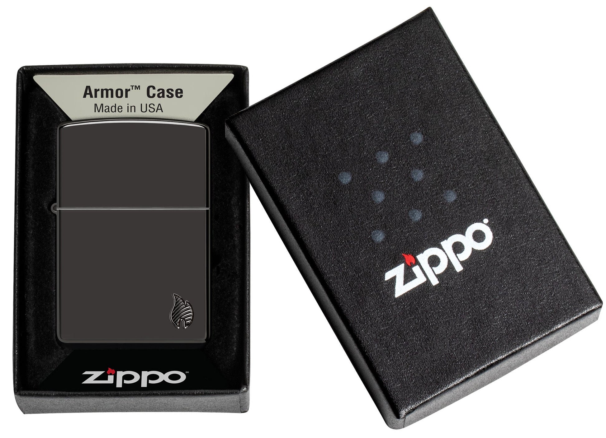 Zippo Armor® Series Flame High Polish Black Windproof Lighter