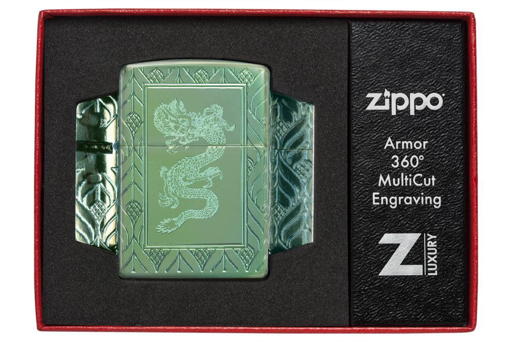 Zippo Armor® High Polish Green Elegant Dragon
