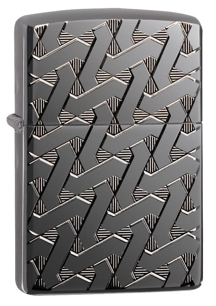 Zippo Armor Geometric Weave High Polish Black Ice Windproof Lighter