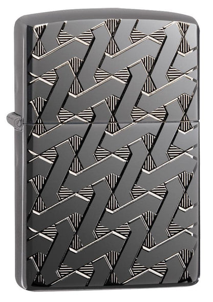 Zippo Armor Geometric Weave High Polish Black Ice Windproof Lighter