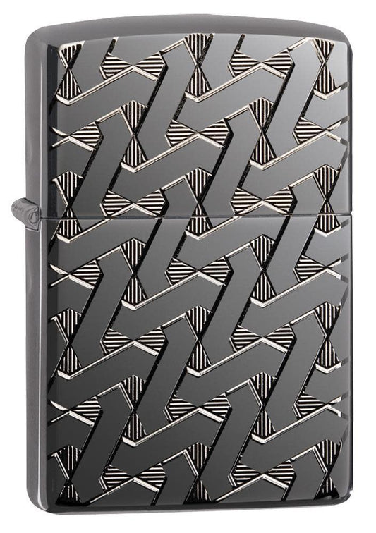 Zippo Armor Geometric Weave High Polish Black Ice Windproof Lighter