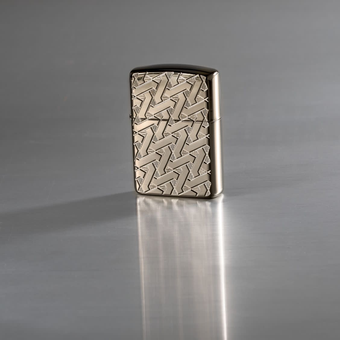 Zippo Armor Geometric Weave High Polish Black Ice Windproof Lighter