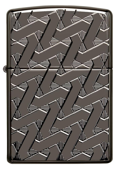 Zippo Armor Geometric Weave High Polish Black Ice Windproof Lighter
