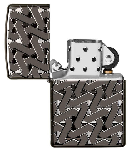 Zippo Armor Geometric Weave High Polish Black Ice Windproof Lighter