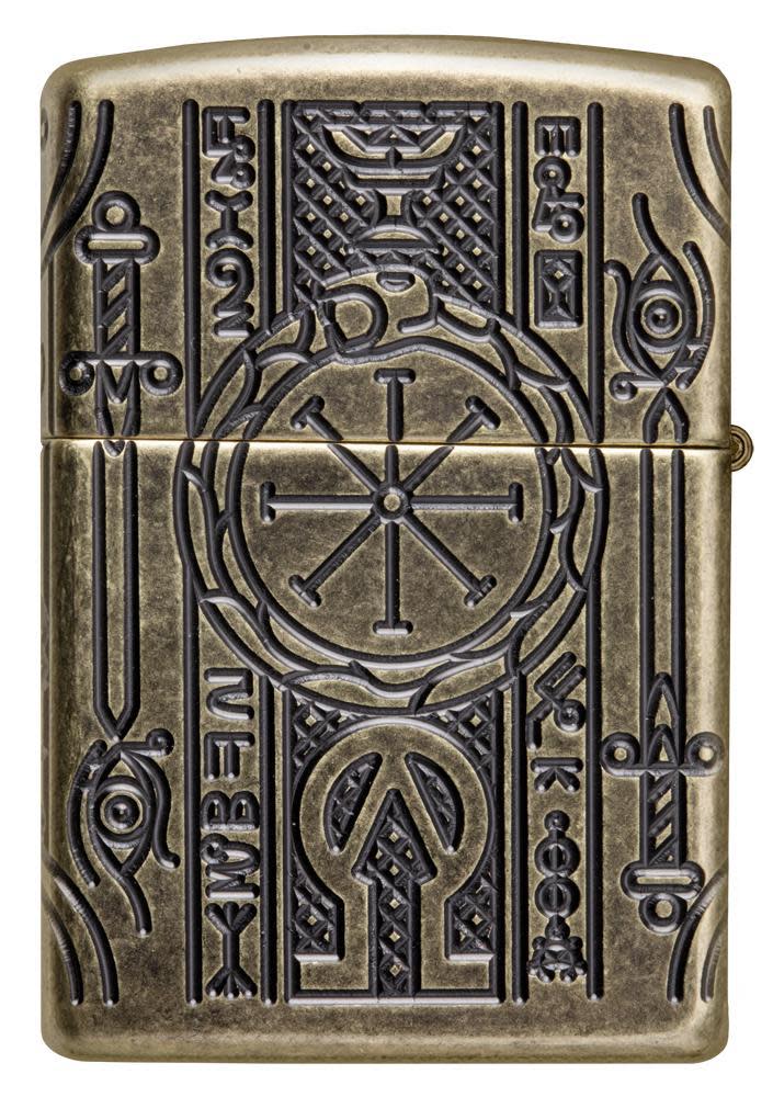 Zippo Armor® Antique Brass Book of the Dead Windproof Lighter