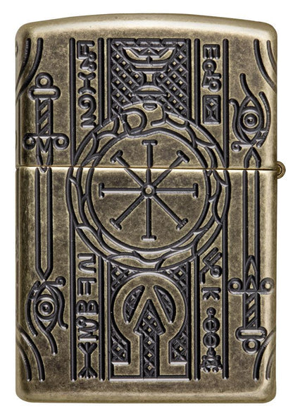 Zippo Armor® Antique Brass Book of the Dead Windproof Lighter