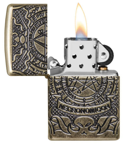 Zippo Armor® Antique Brass Book of the Dead Windproof Lighter