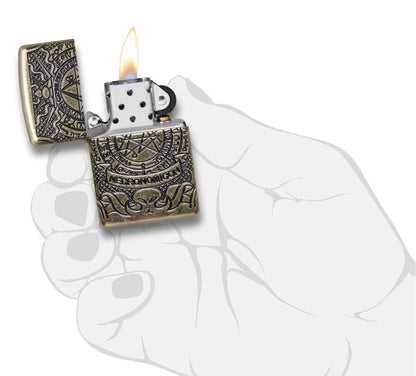 Zippo Armor® Antique Brass Book of the Dead Windproof Lighter