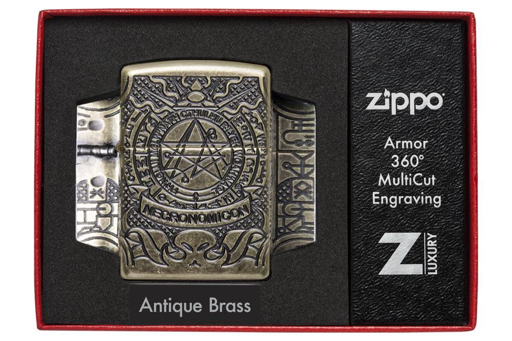 Zippo Armor® Antique Brass Book of the Dead Windproof Lighter